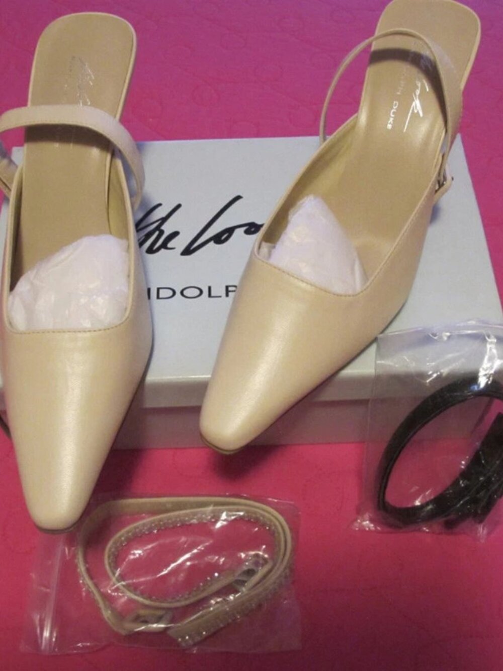 Randolph Duke Shoe NEW "THE LOOK" Womens Heel Sz 8M Rhinestone Strap~NIB FREE H